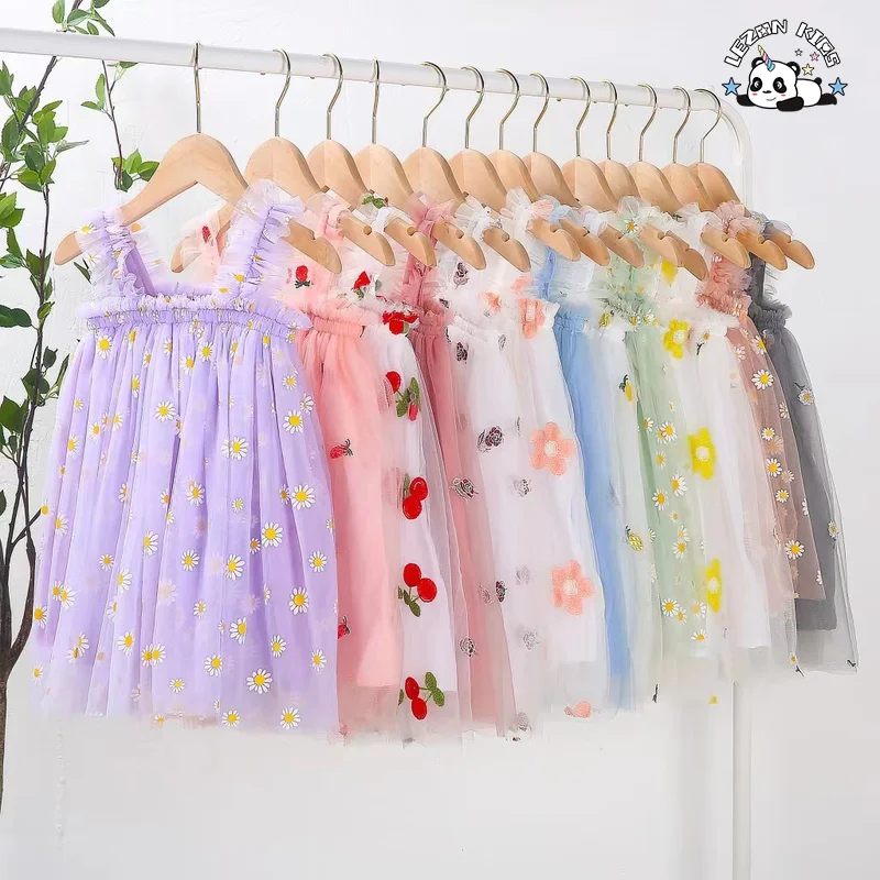 LEZONKIDS - Vestido de festa curto e sem manga para meninas, disponível em cores variadas, com grande desconto